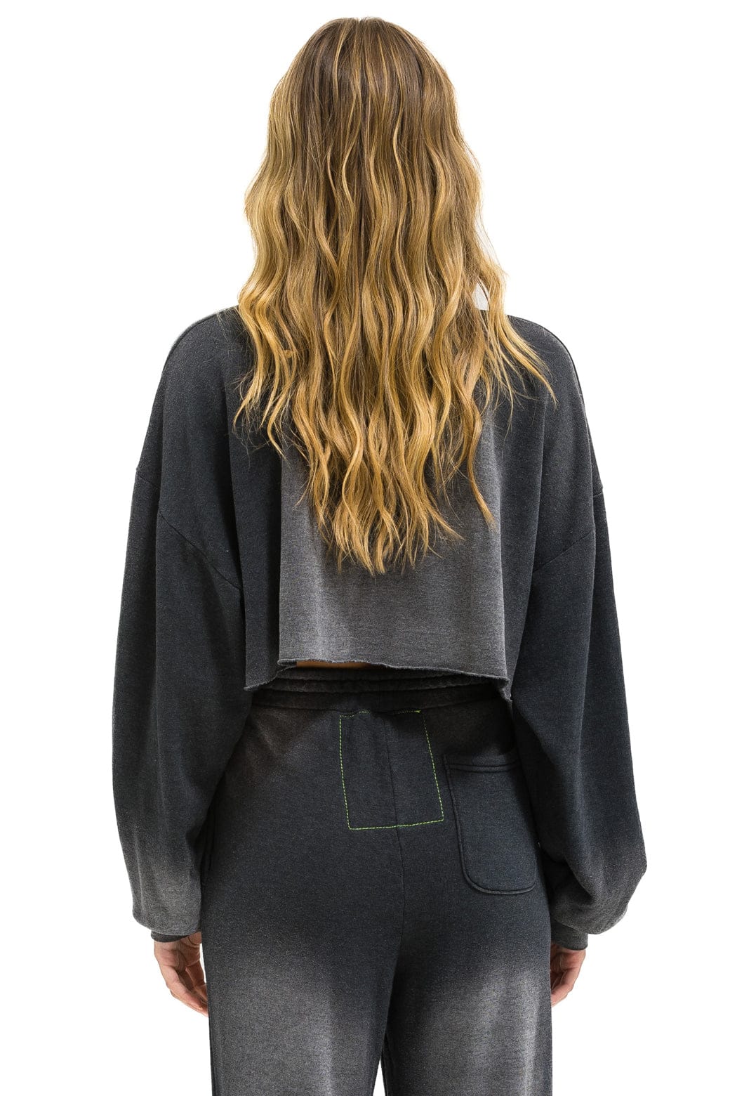 AN 3D CROPPED CREW SWEATSHIRT RELAXED - FADED SMOKE