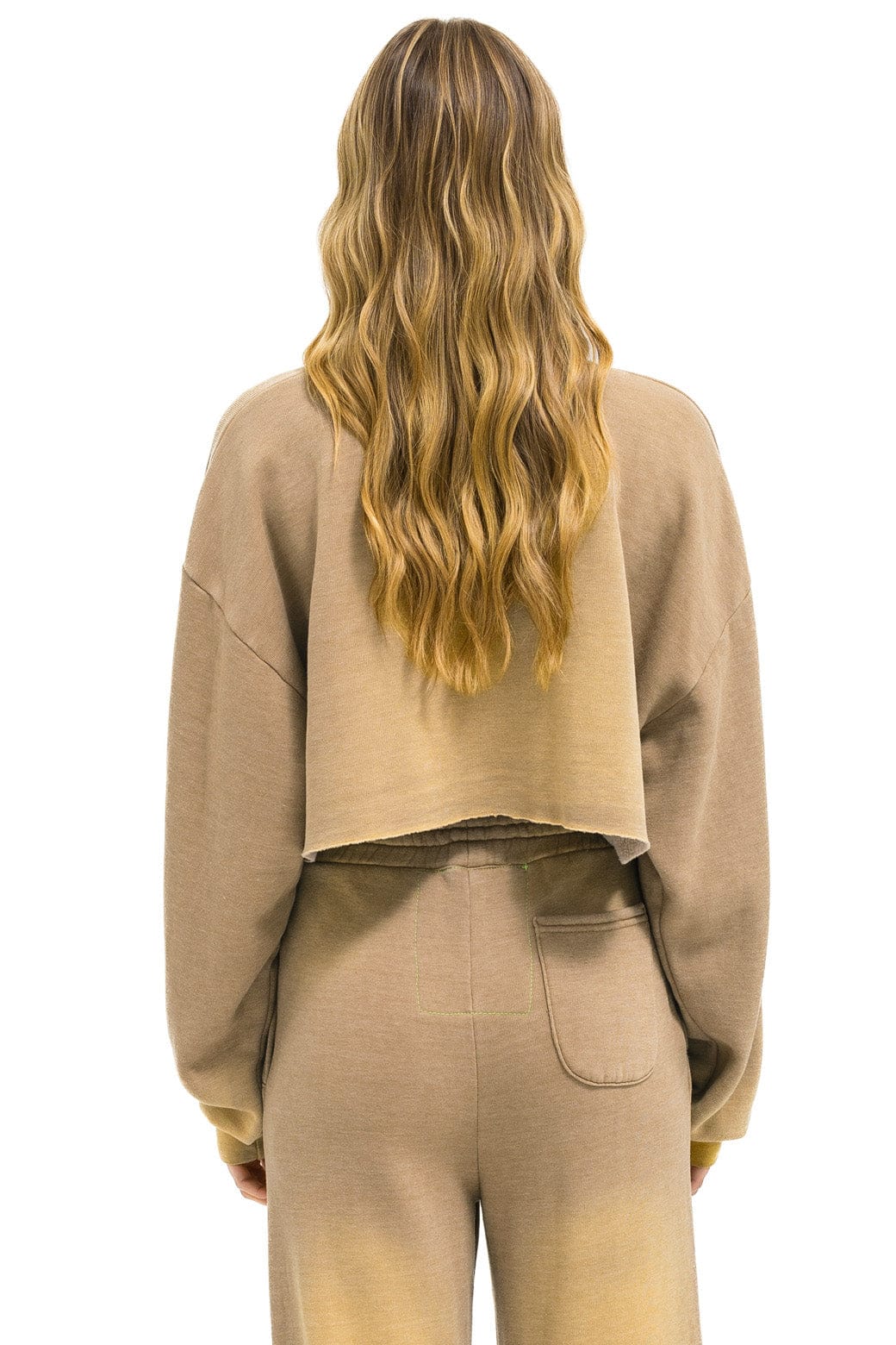 AN 3D CROPPED CREW SWEATSHIRT RELAXED - FADED TAN