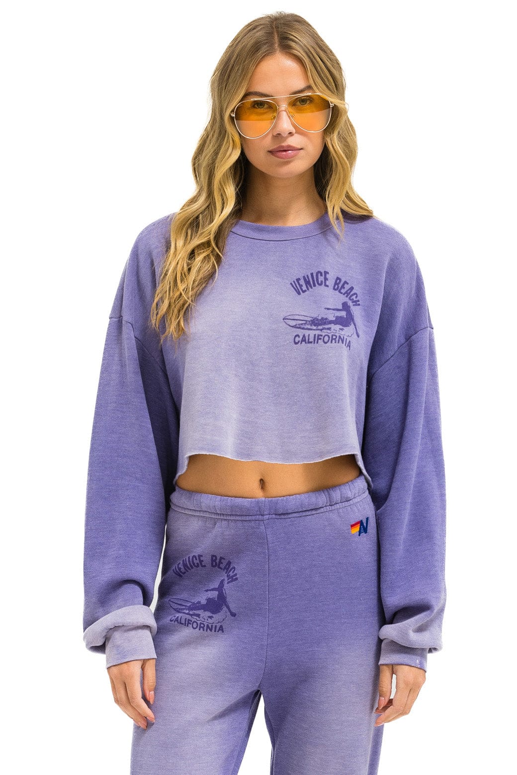 VENICE SURFER CROPPED CREW SWEATSHIRT RELAXED - FADED GRAPE