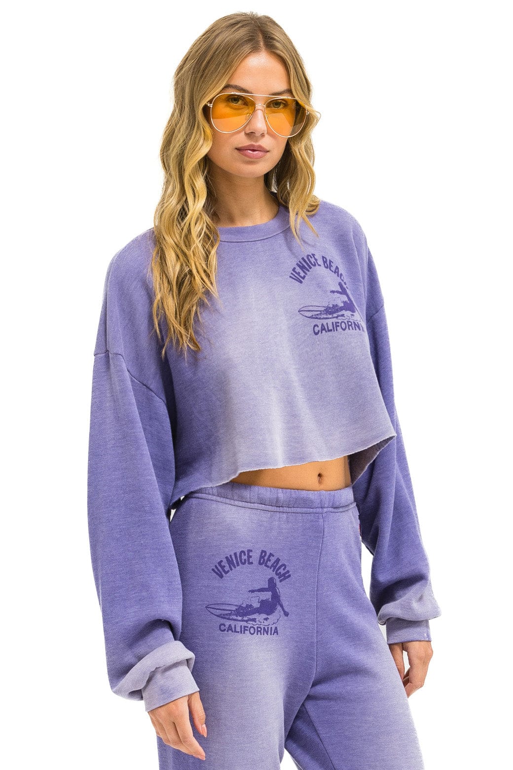 VENICE SURFER CROPPED CREW SWEATSHIRT RELAXED - FADED GRAPE