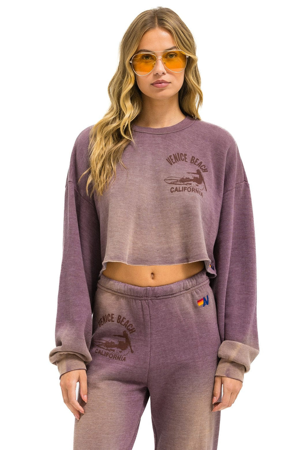 VENICE SURFER CROPPED CREW SWEATSHIRT RELAXED - FADED MOCHA