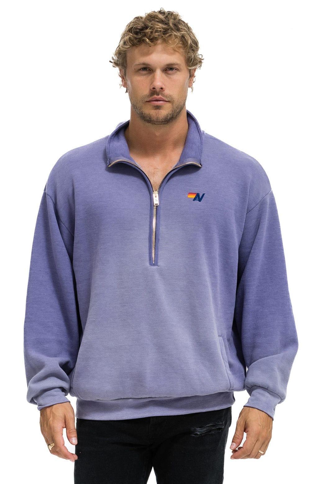 ESSENTIAL HALF ZIP RELAXED SWEATSHIRT - FADED GRAPE