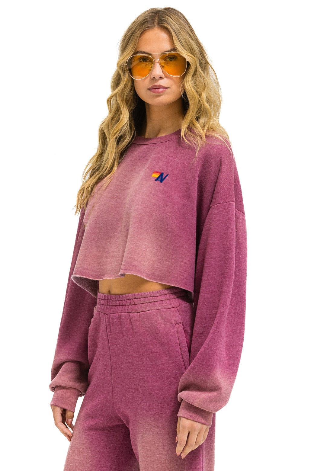 ESSENTIAL CROPPED CREW SWEATSHIRT RELAXED - FADED BERRY