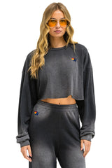 ESSENTIAL CROPPED CREW SWEATSHIRT RELAXED - FADED SMOKE