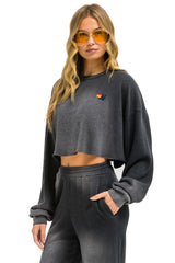 ESSENTIAL CROPPED CREW SWEATSHIRT RELAXED - FADED SMOKE