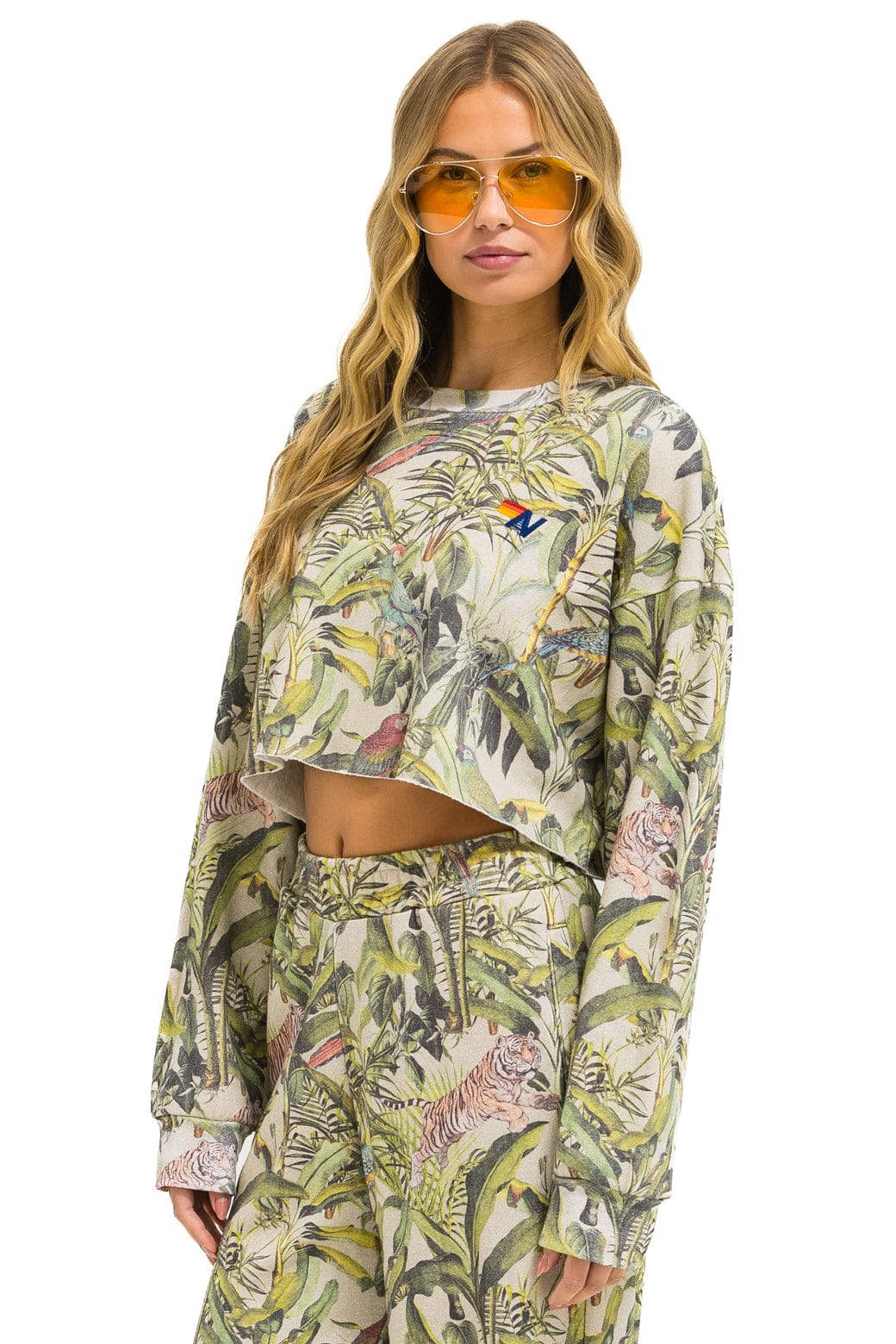 JUNGLE CROPPED CREW SWEATSHIRT RELAXED - SAND
