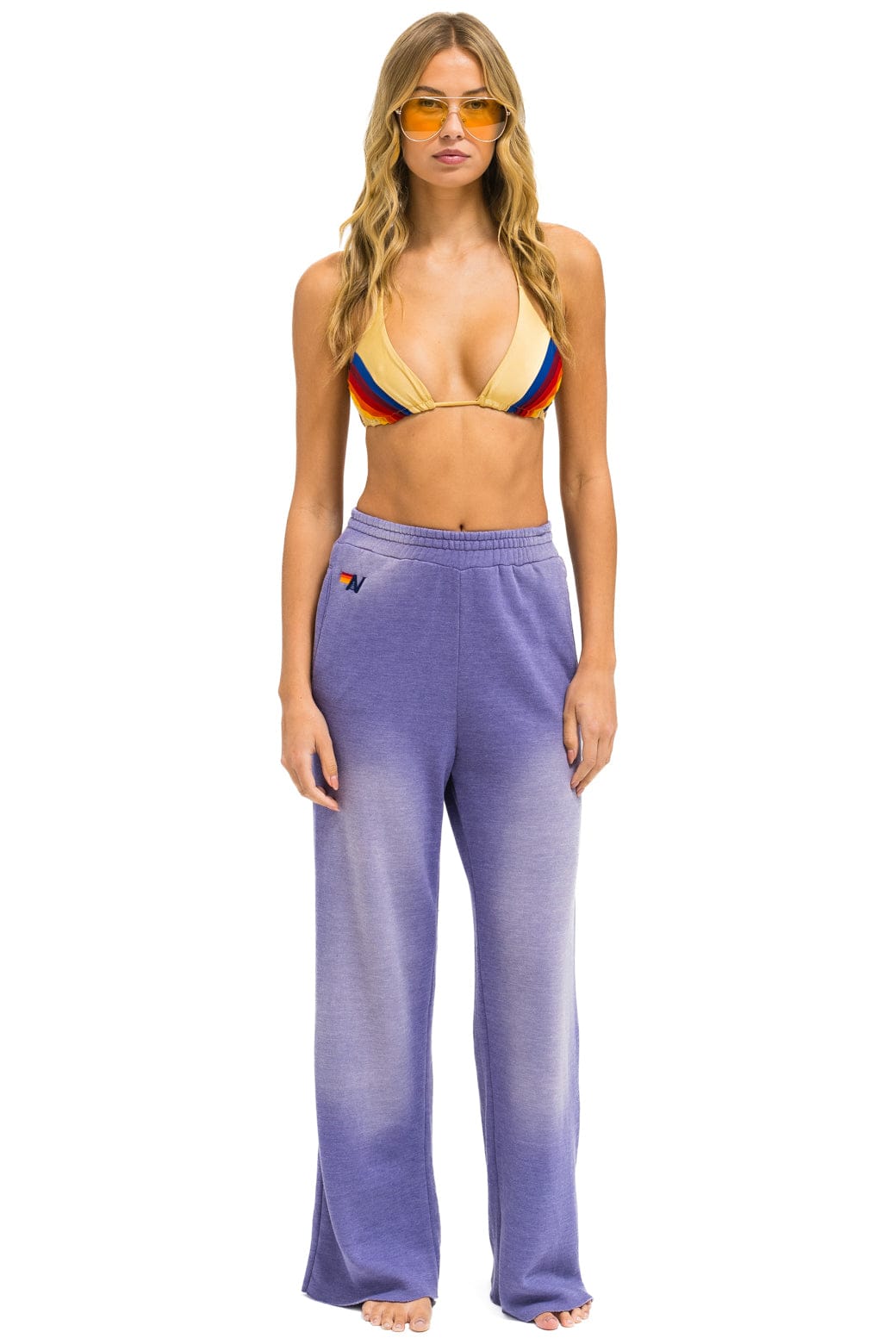 ESSENTIAL WIDE LEG POCKET SWEATPANTS - FADED GRAPE