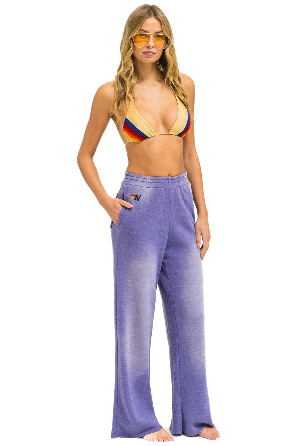 ESSENTIAL WIDE LEG POCKET SWEATPANTS - FADED GRAPE