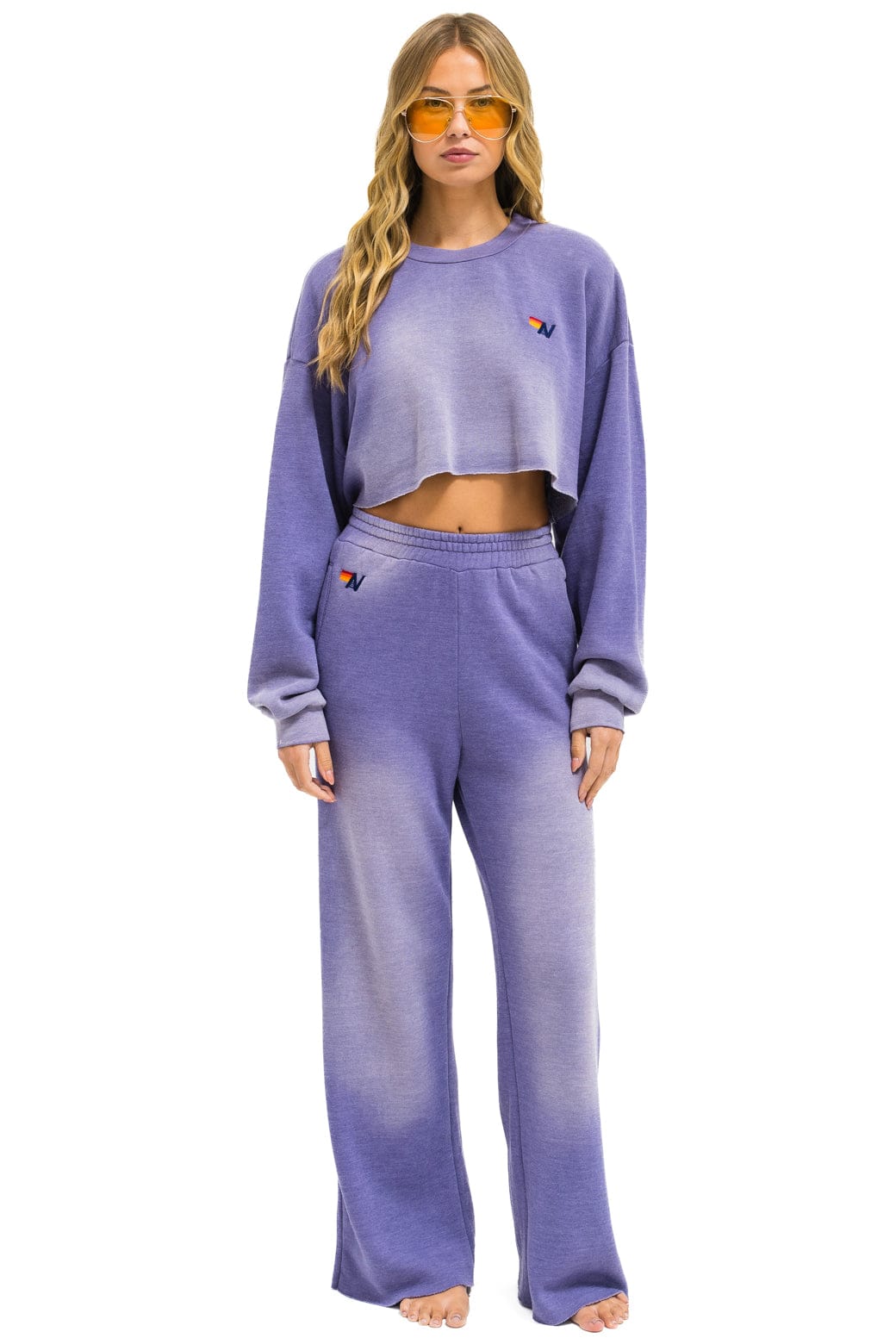 ESSENTIAL WIDE LEG POCKET SWEATPANTS - FADED GRAPE