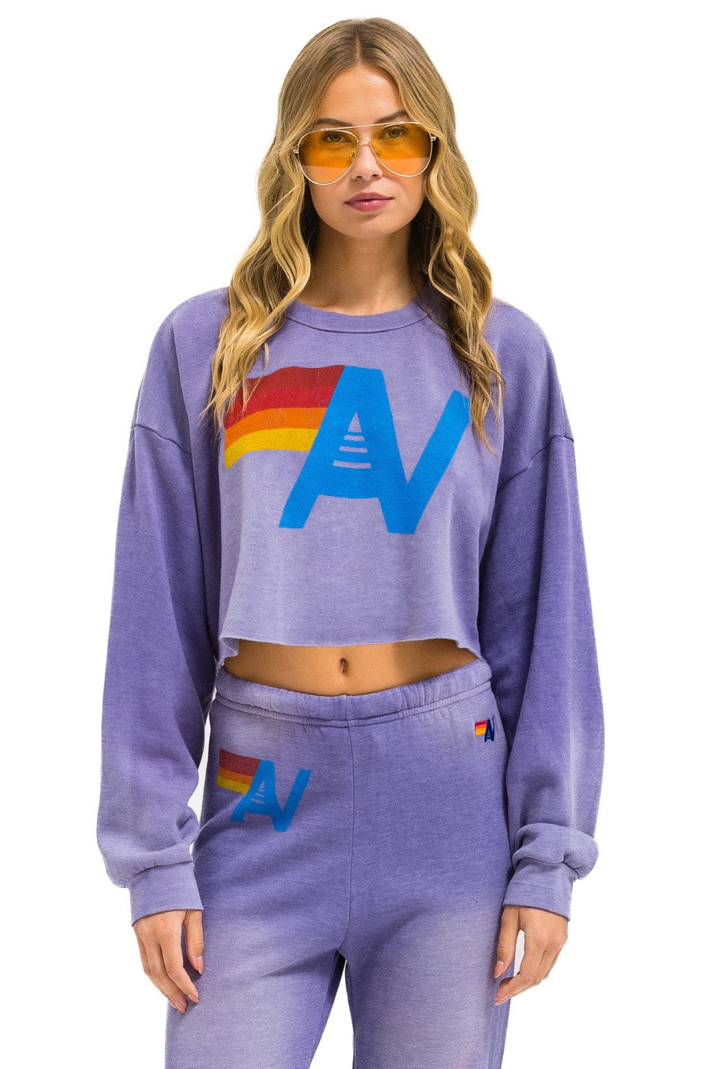 VINTAGE LOGO CROPPED CREW SWEATSHIRT RELAXED - FADED GRAPE