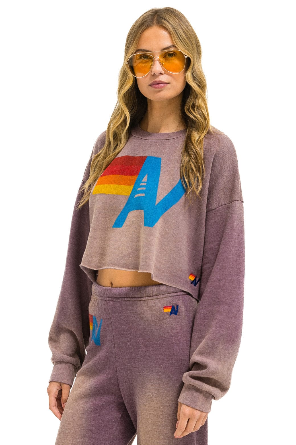VINTAGE LOGO CROPPED CREW SWEATSHIRT RELAXED - FADED MOCHA