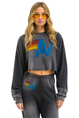 VINTAGE LOGO CROPPED CREW SWEATSHIRT RELAXED - FADED SMOKE