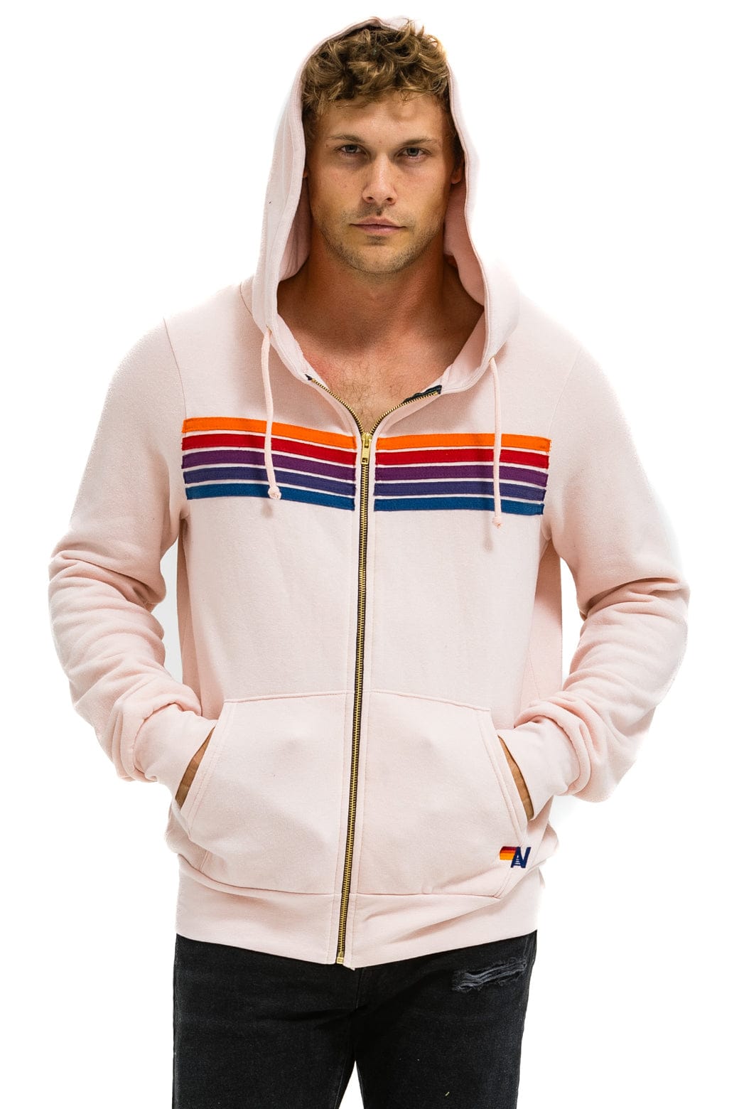 5 STRIPE HOODIE - LIGHT PINK // PURPLE // ORANGE