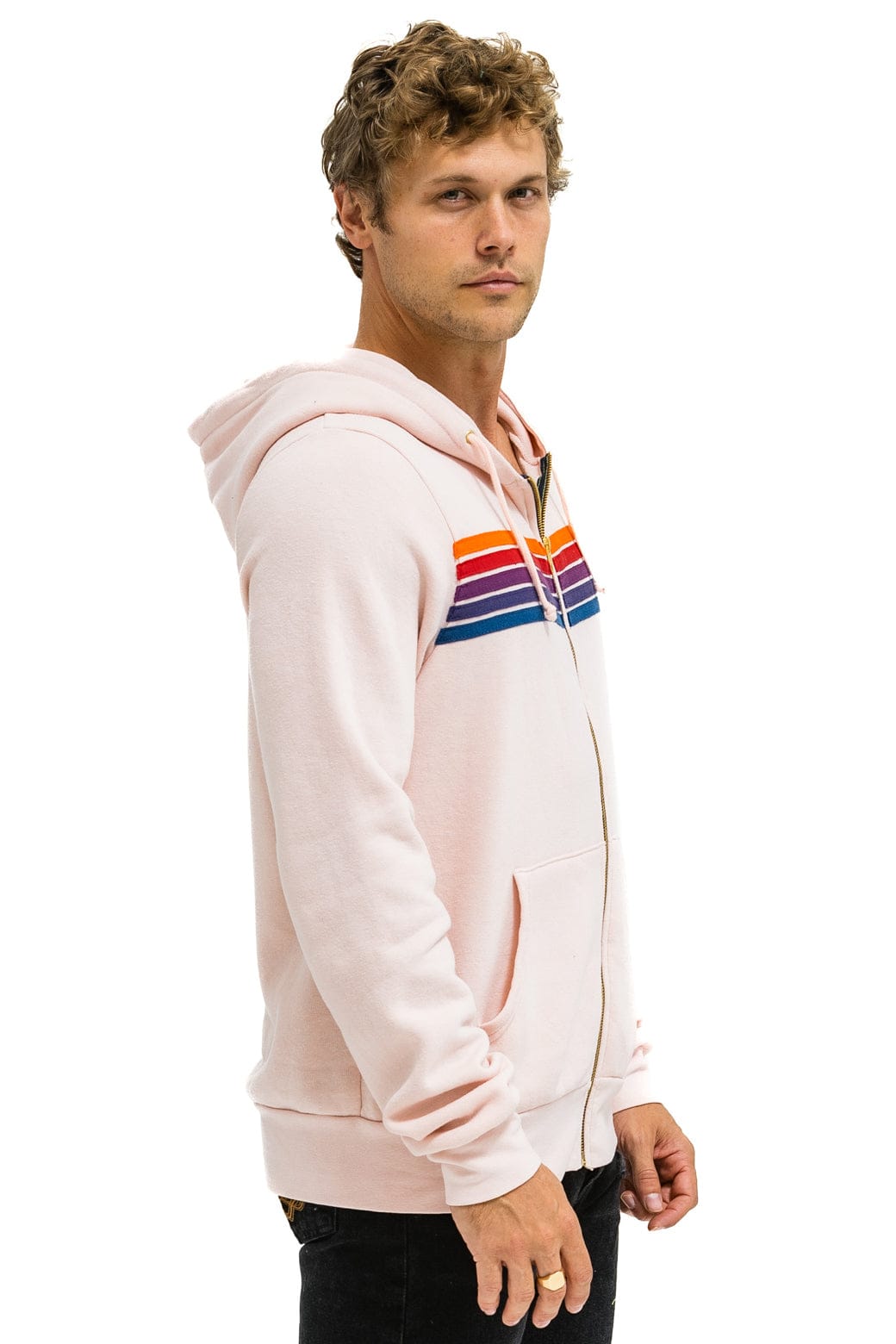 5 STRIPE HOODIE - LIGHT PINK // PURPLE // ORANGE