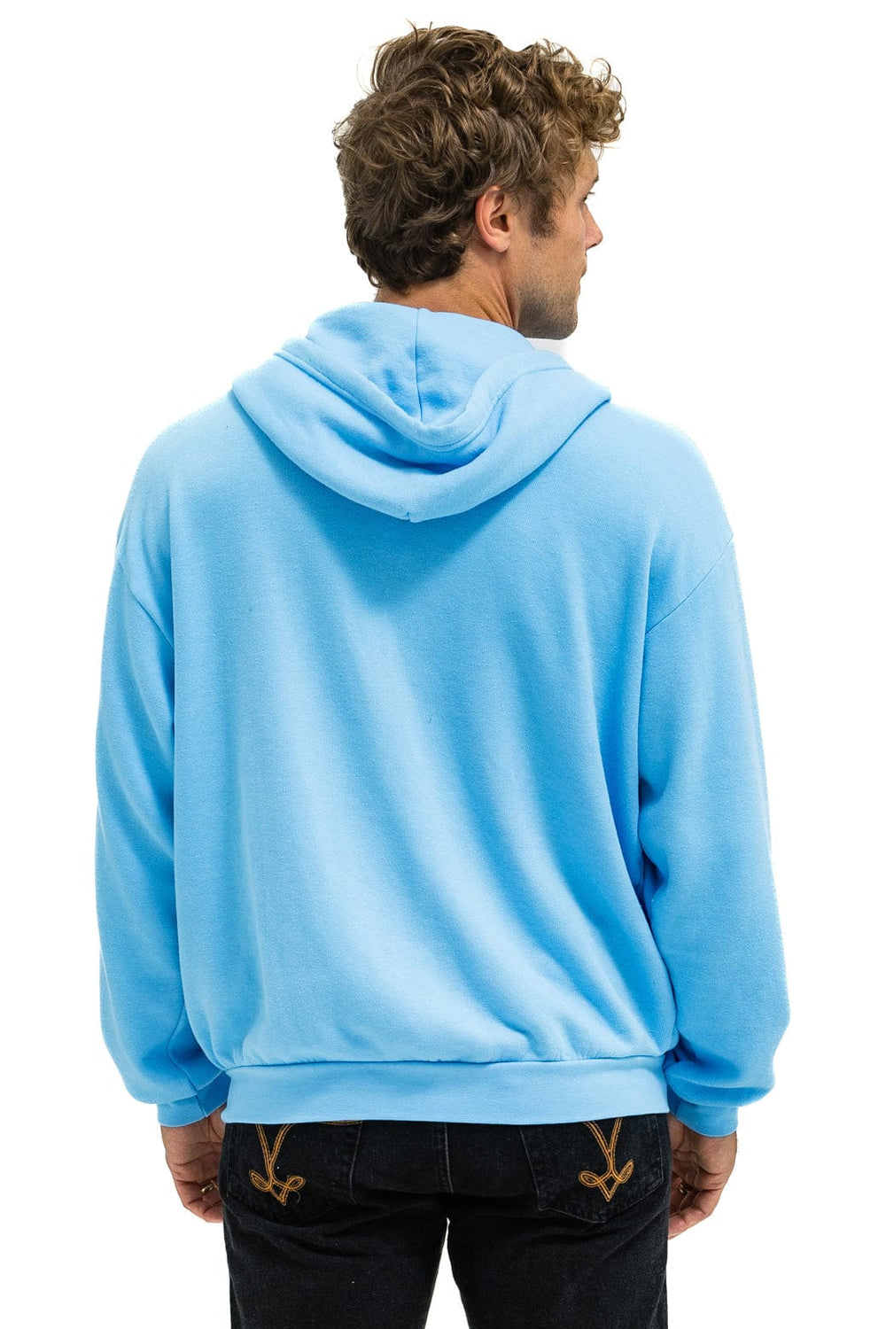 5 STRIPE RELAXED ZIP HOODIE - SKY // RAINBOW