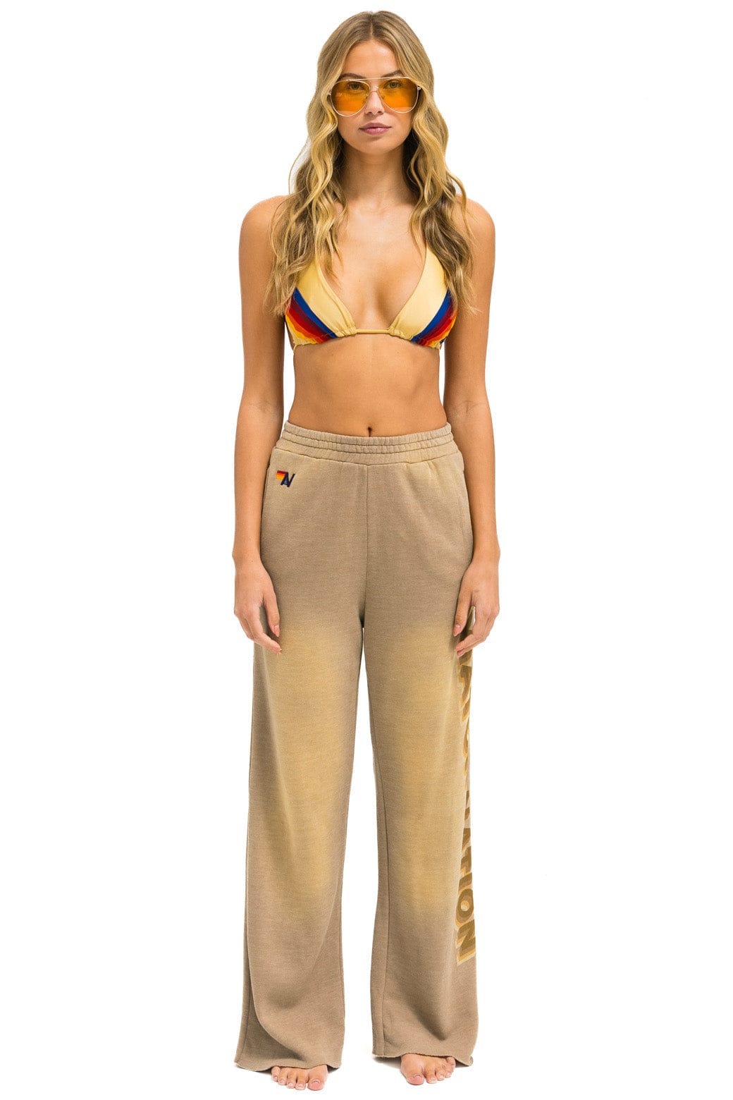 AN 3D WIDE LEG POCKET SWEATPANTS - FADED TAN