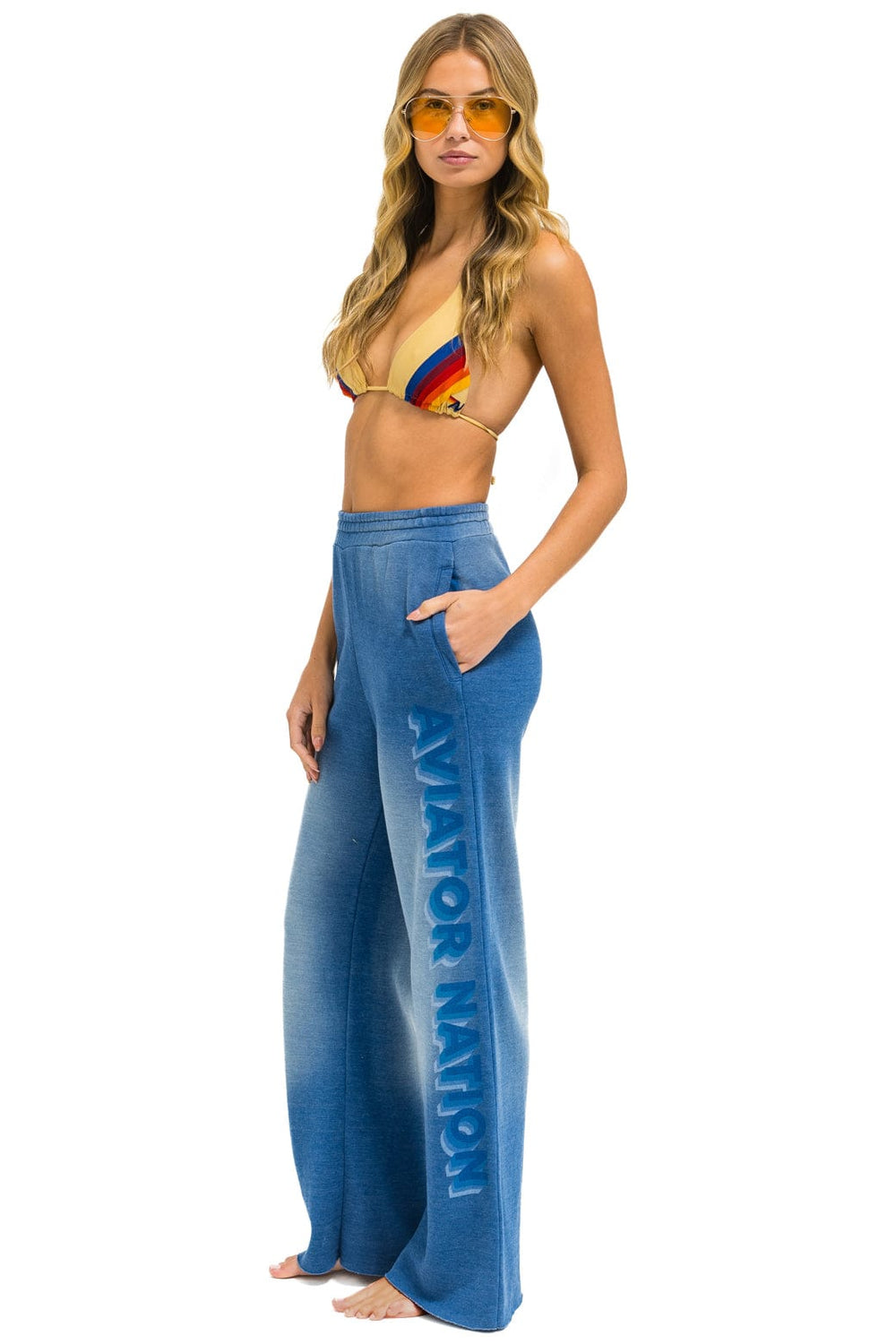AN 3D WIDE LEG POCKET SWEATPANTS - FADED WATER