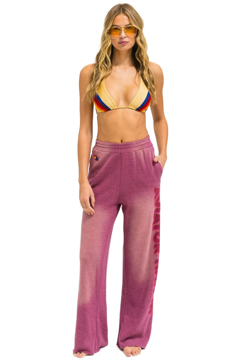 AN 3D WIDE LEG POCKET SWEATPANTS - FADED BERRY