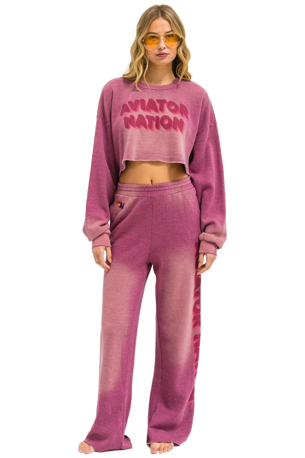 AN 3D WIDE LEG POCKET SWEATPANTS - FADED BERRY