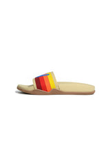 AVIATOR NATION LOGO RAINBOW 4 STRIPE SLIDES - VINTAGE WHITE