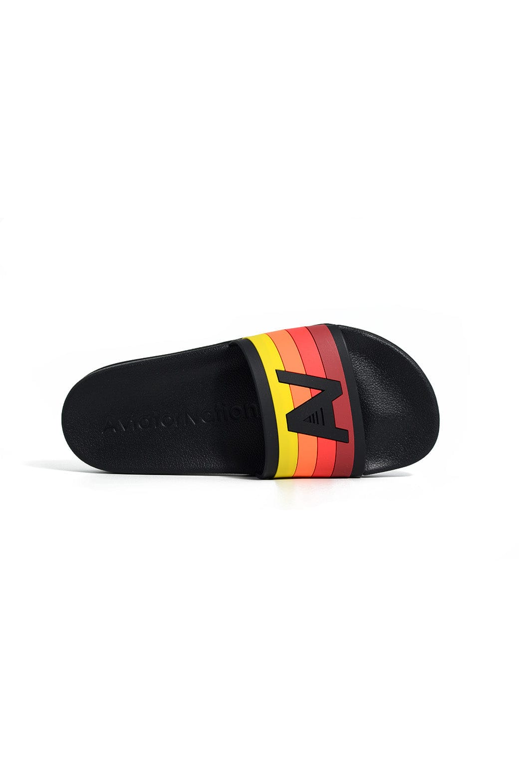 AVIATOR NATION LOGO RAINBOW 4 STRIPE SLIDES - BLACK