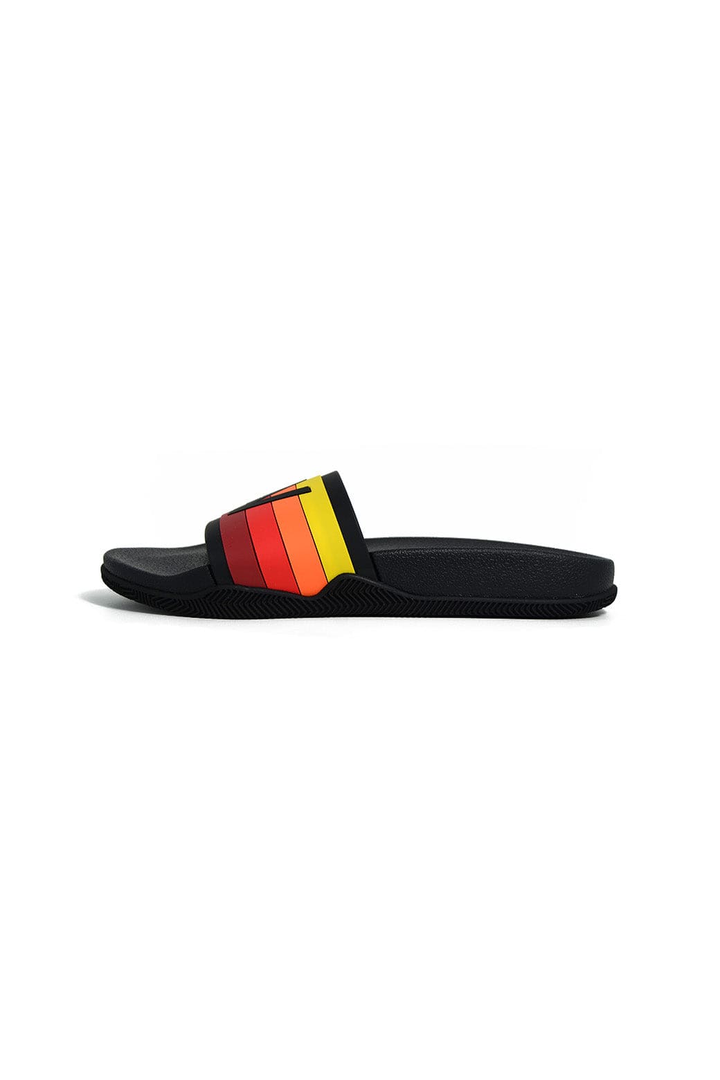 AVIATOR NATION LOGO RAINBOW 4 STRIPE SLIDES - BLACK