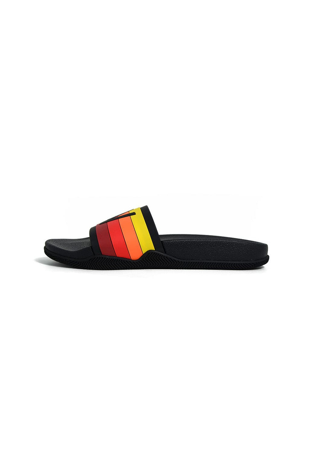 AVIATOR NATION LOGO RAINBOW 4 STRIPE SLIDES - BLACK