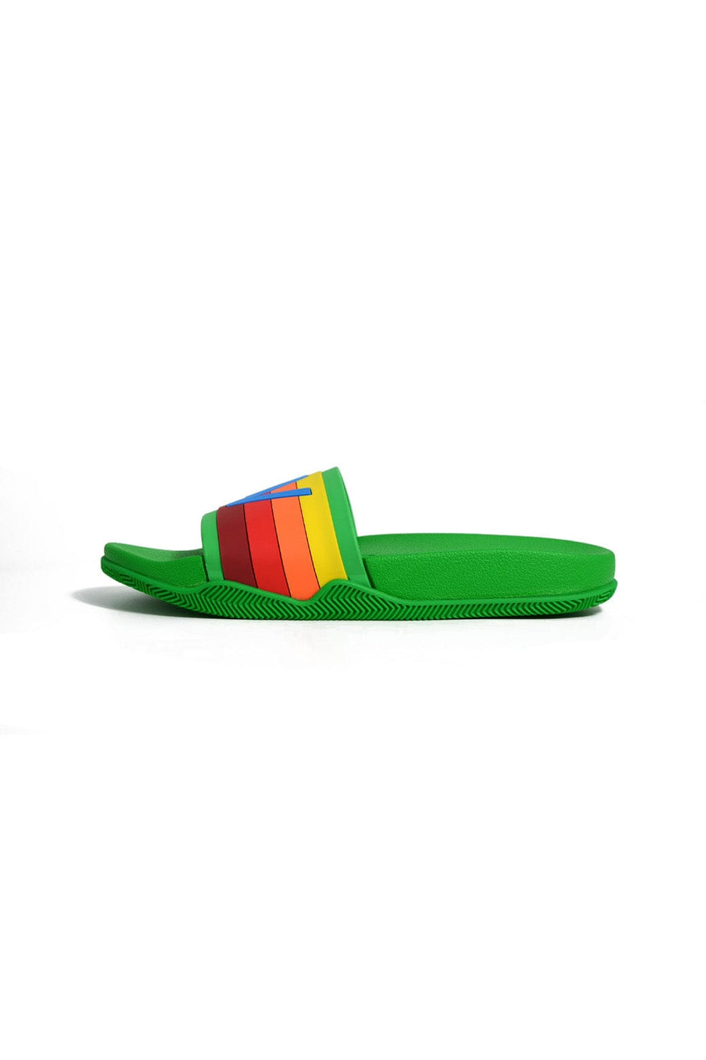 MEMBER EXCLUSIVE LOGO RAINBOW 4 STRIPE SLIDES - KELLY GREEN