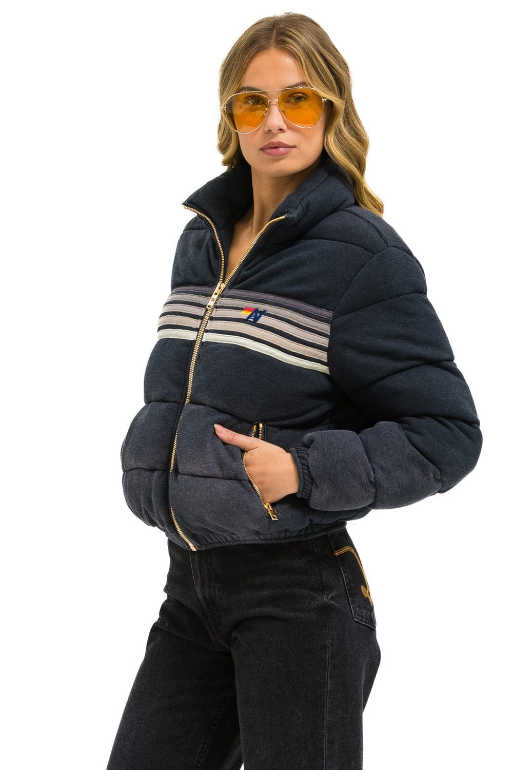 5 STRIPE FADED APRES JACKET - FADED SMOKE