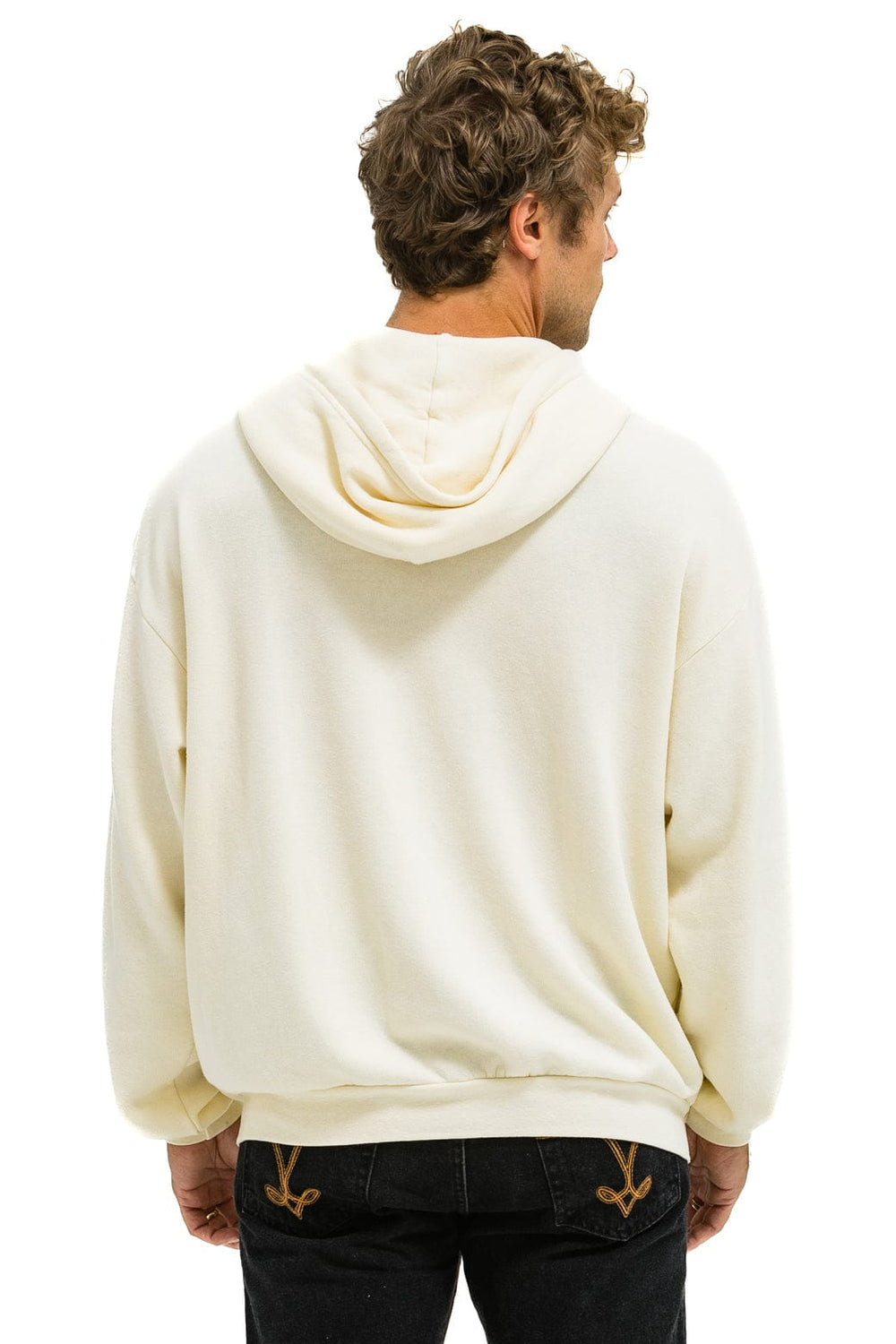 5 STRIPE RELAXED ZIP HOODIE - VINTAGE WHITE // WHITE // GREY