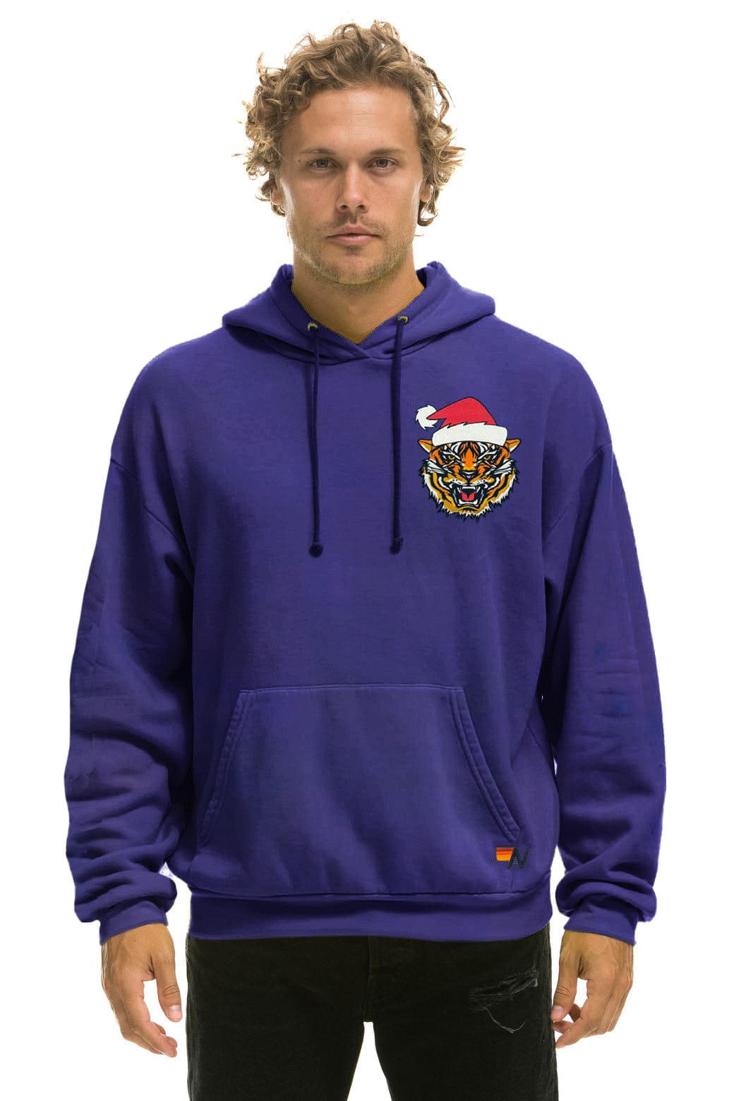 SANTA TIGER RELAXED PULLOVER HOODIE - PURPLE