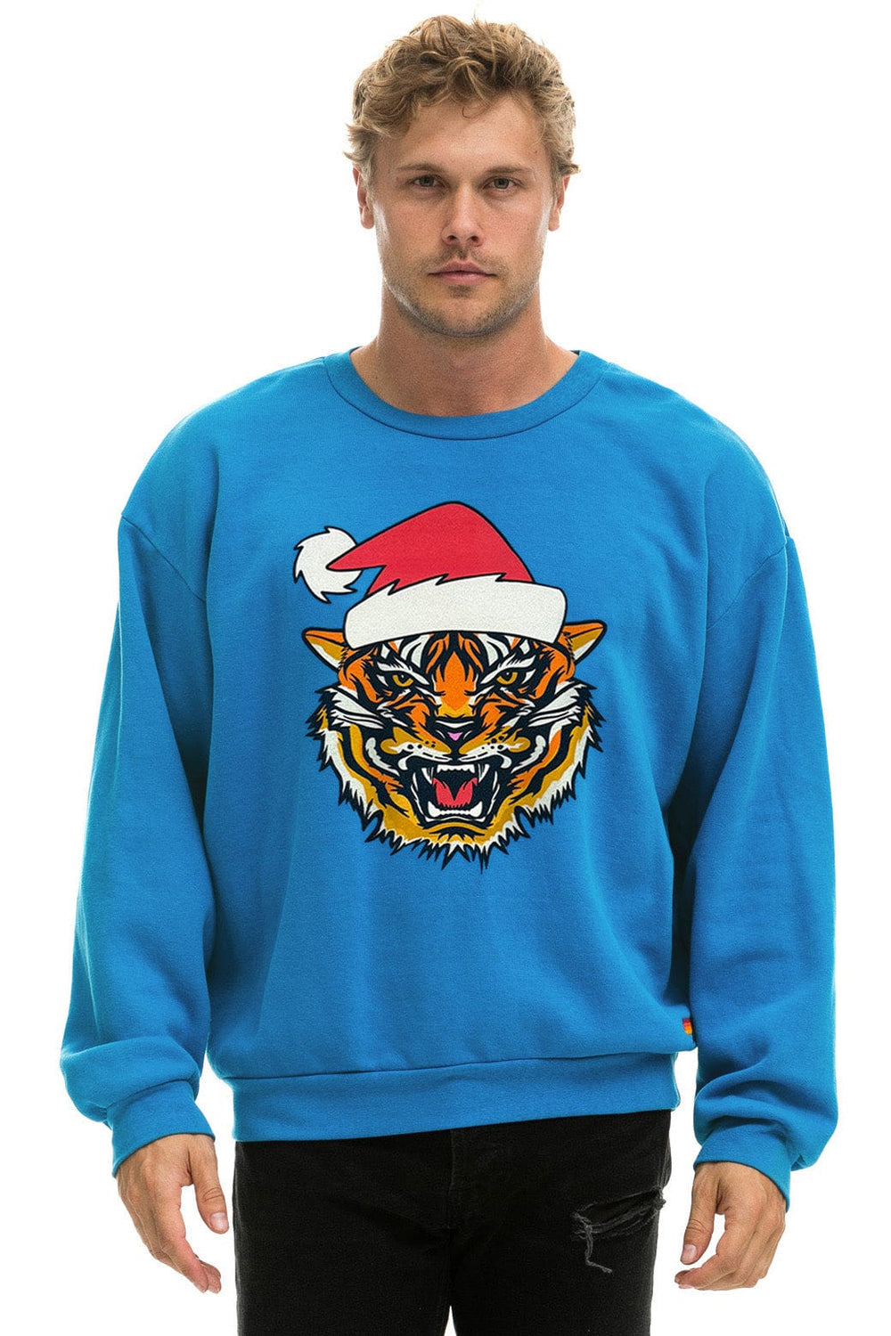 RELAXED SANTA TIGER SWEATSHIRT - COBALT