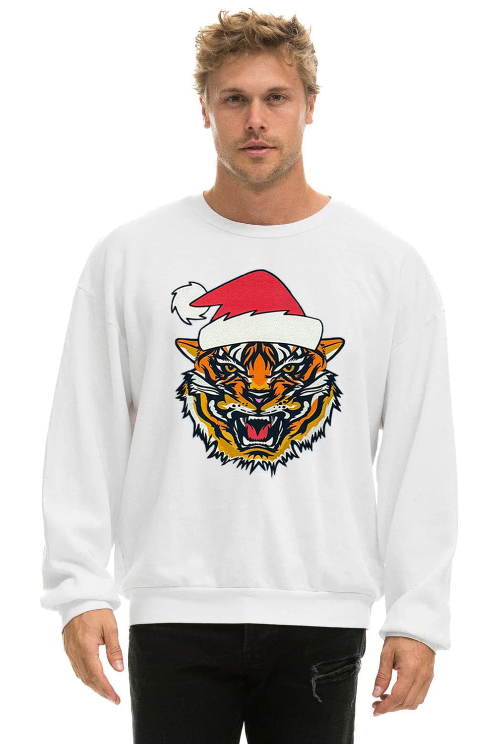 RELAXED SANTA TIGER SWEATSHIRT - WHITE
