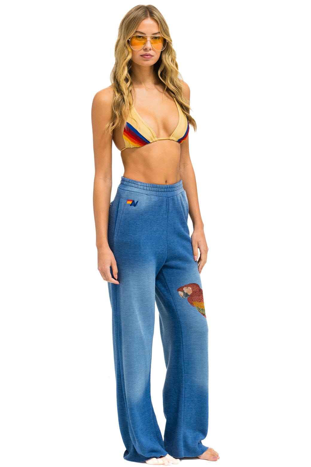 PARROT WIDE LEG POCKET SWEATPANTS - FADED WATER