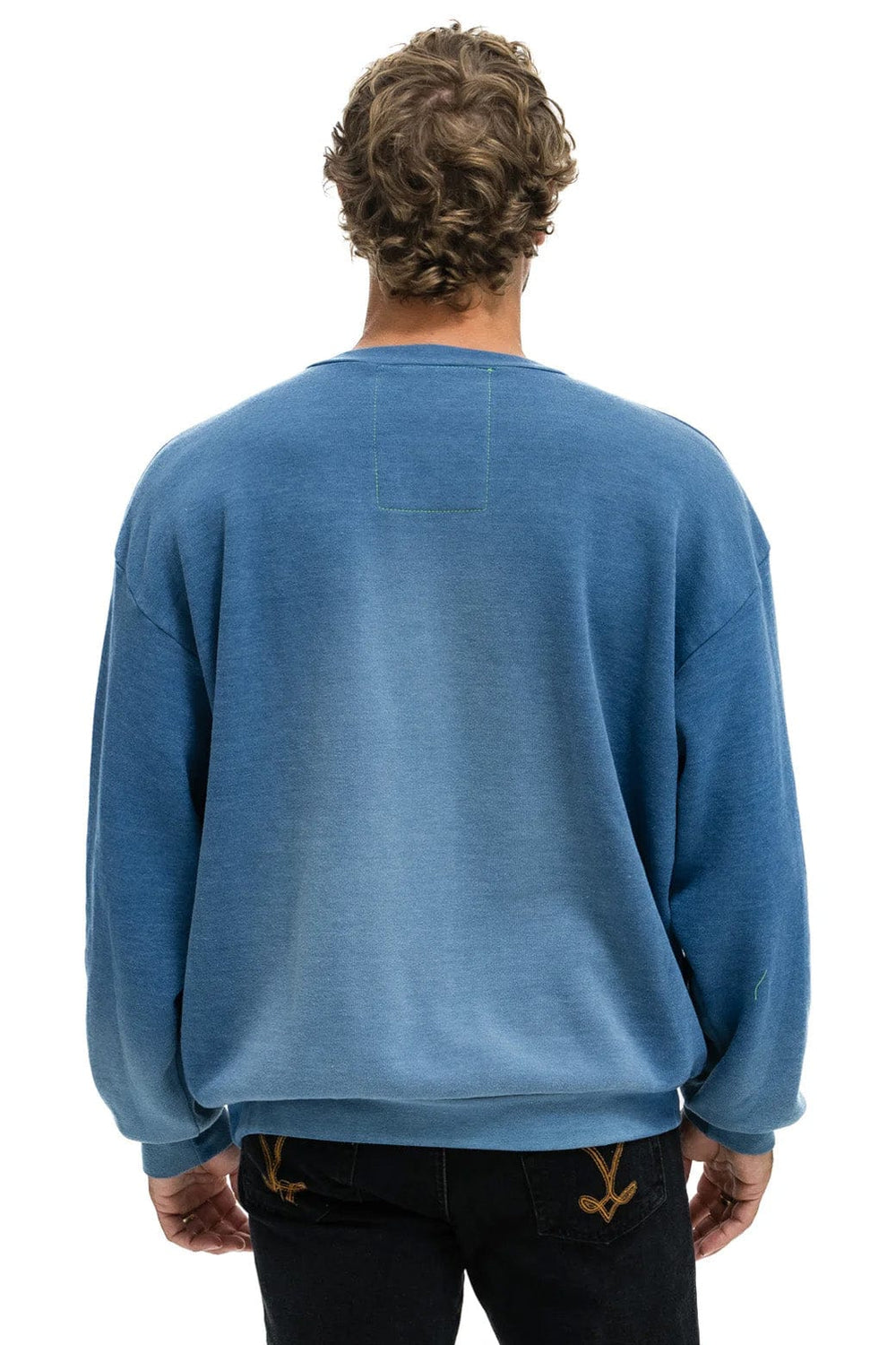 5 STRIPE RELAXED CREW SWEATSHIRT - FADED WATER