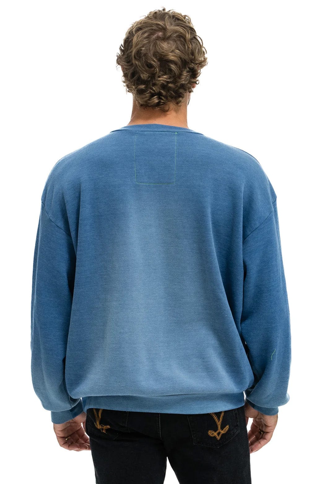 5 STRIPE RELAXED CREW SWEATSHIRT - FADED WATER