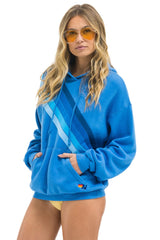 CROSS STRIPE RELAXED PULLOVER HOODIE - COBALT / BLUE