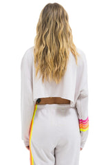 RUGBY STITCH CROPPED CREW SWEATSHIRT RELAXED - DOVE GREY // NEON