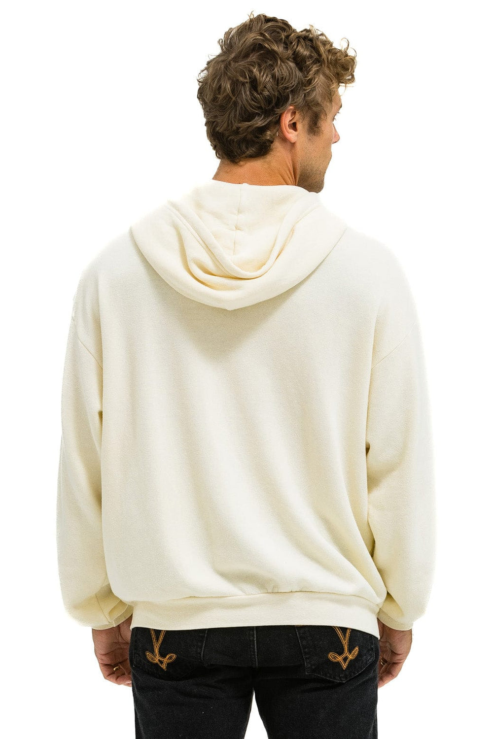 5 STRIPE RELAXED ZIP HOODIE - VINTAGE WHITE // NEON