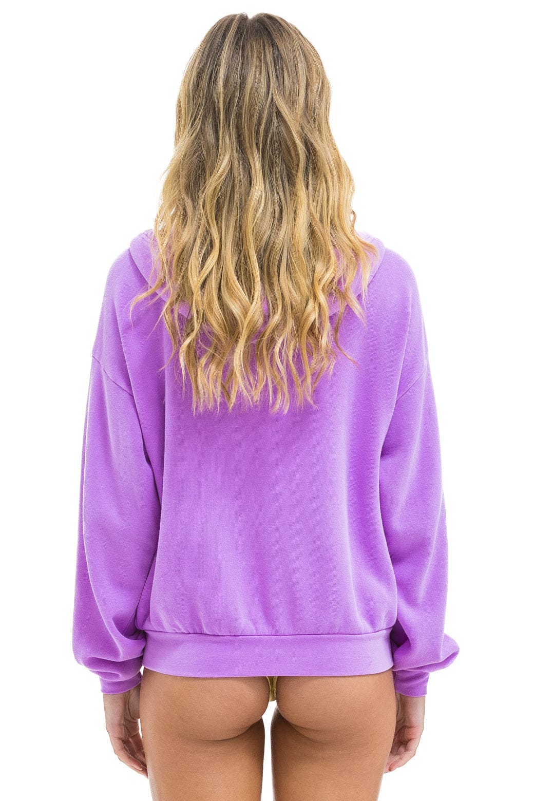5 STRIPE RELAXED ZIP HOODIE - NEON PURPLE // NEON