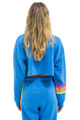 RUGBY STITCH CROPPED CREW SWEATSHIRT RELAXED - COBALT // NEON