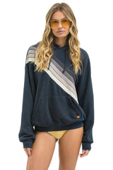 CROSS STRIPE RELAXED PULLOVER HOODIE - CHARCOAL // CHARCOAL