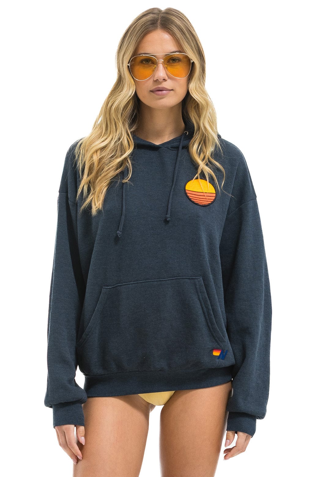SUNSET PATCH PULLOVER RELAXED HOODIE - CHARCOAL