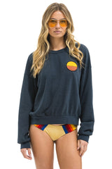 SUNSET PATCH RELAXED CREW SWEATSHIRT - CHARCOAL