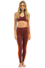FULL LENGTH HI-RISE 5 STRIPE LEGGINGS - BRICK