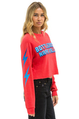 BOTTLEROCK 2025 CROPPED CREW SWEATSHIRT - NEON RED