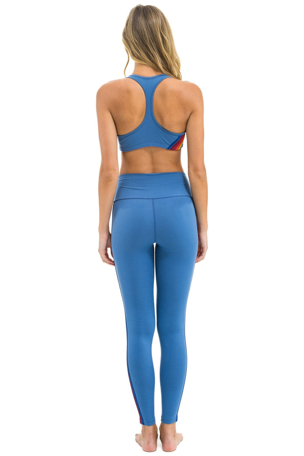 FULL LENGTH HI-RISE 5 STRIPE LEGGINGS - DUSTY BLUE