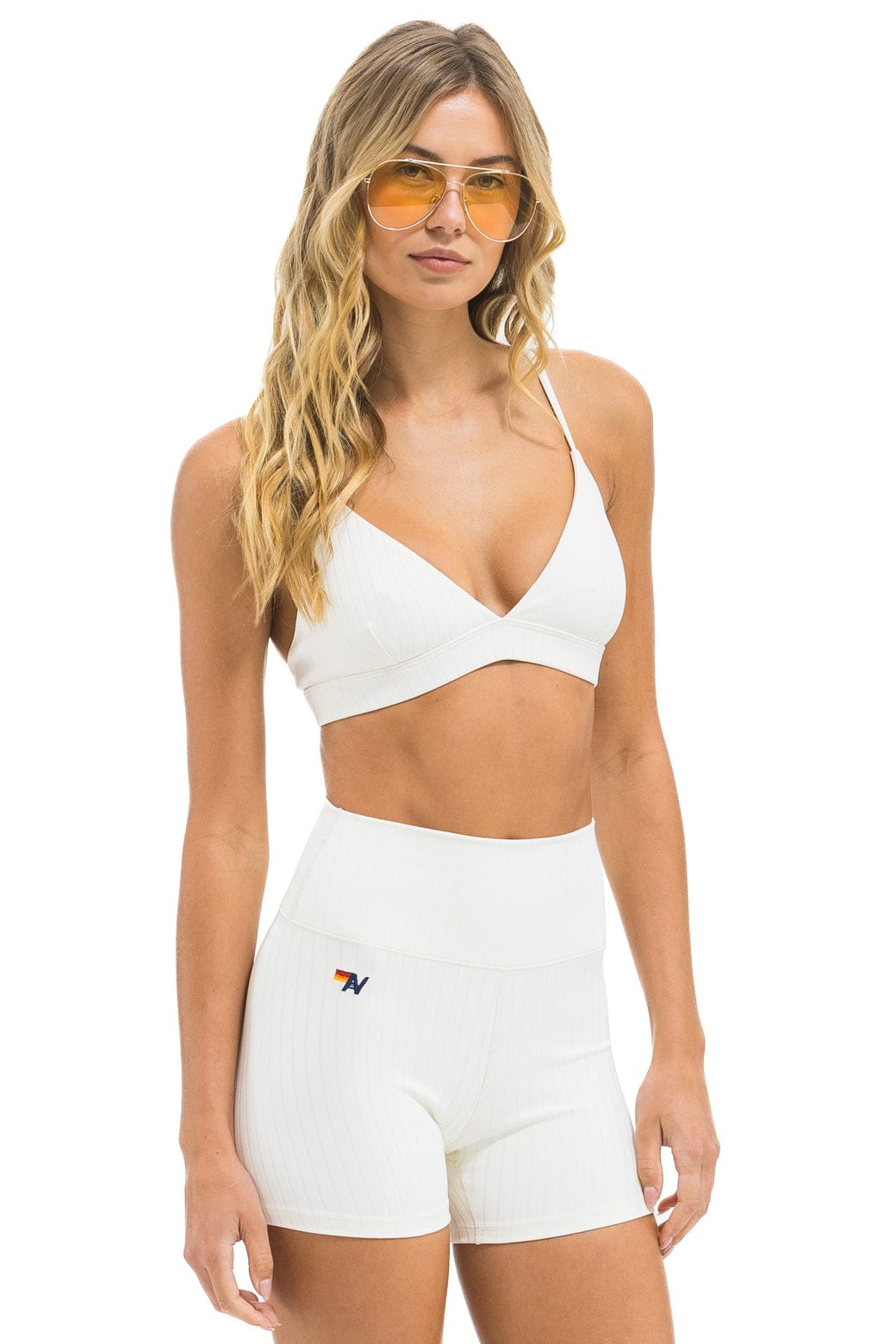 WIDE RIB 4IN HI-RISE BIKER SHORT - VINTAGE WHITE