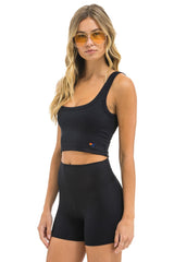WIDE RIB WOMEN'S SCOOP BACK SPORTS TANK - BLACK