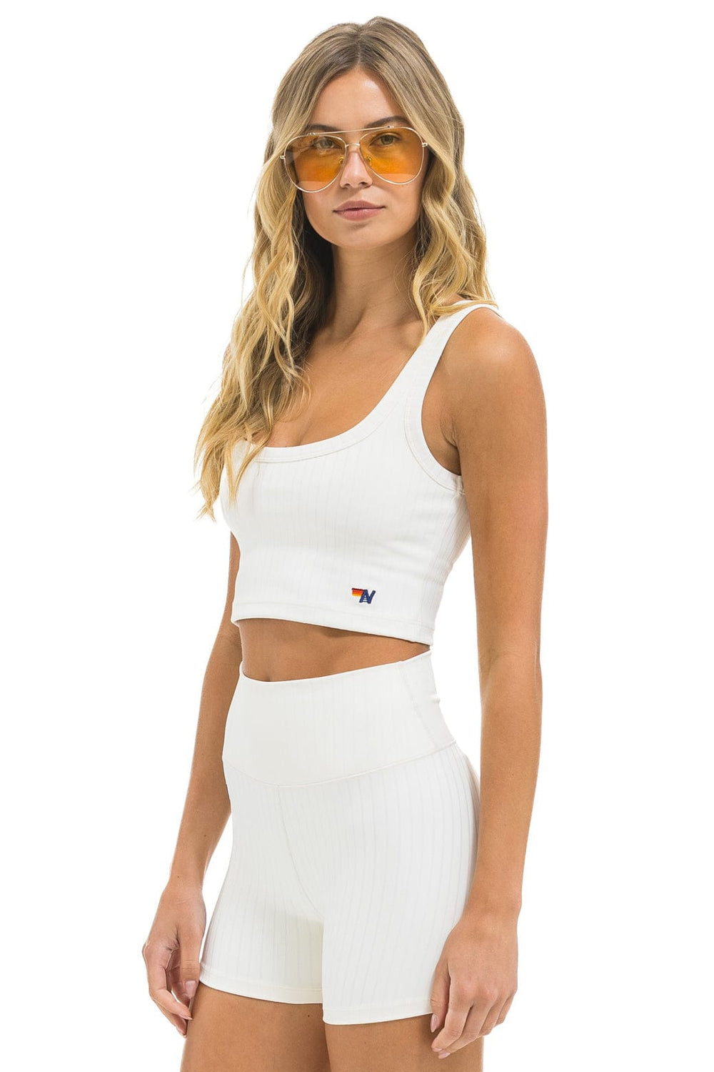 WIDE RIB WOMEN'S SCOOP BACK SPORTS TANK - VINTAGE WHITE